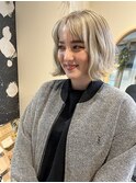 【eddie】切りっぱなしボブ×プラチナグレージュ