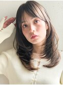 ★くびれヘア夏ハイライトカラーアプリコットオレンジ