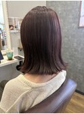 カシスピンク切りっぱなしボブ