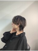 フェザーパーマブルーブラックスパイキーショートスペインカール