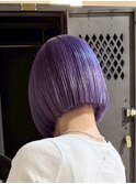 ラベンダーパープルダブルカラーケアブリーチハイトーンミニボブ