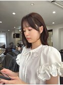ブラウンベージュ,シースルーぱっつん前髪
