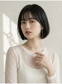 大人可愛い20代30代40代ボブ切りっぱなしグレージュ