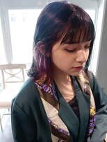 ロリム(RorriM)&nbsp;外はねボブ　インナーカラー ピンクパープル　ダブルカラー