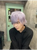 メンズホワイトパープルカラー、メンズ王道ウルフカット