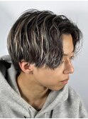 センターパート×メッシュ