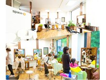 木目調の店内。外を見ると目の前には公園があって、くつろげます