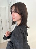ミディアム　顔周りカット　前髪カタログ　暗髪　イメチェンヘア