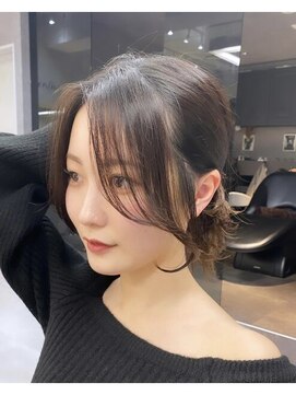 ロンドプロフィール 浦和(Lond profil) ミディアムヘアショコラベージュボブルフベビーバングカール