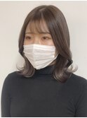 大人かわいい/レイヤーロング/グレーベージュ/前髪パーマ/柏