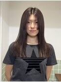 セミロング/前髪なしレイヤーカット/顔まわりレイヤー2wayバング