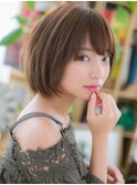 斜めバングオリーブベージュ前下がりボブc6北浦和20代30代40代