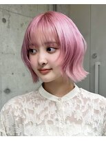 ソル ジングウマエ(SOL JINGUMAE) ハイトーンカラー切りっぱなしミディアムペールピンクベージュ★