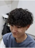 メンズ波巻きツイストスパイラルパーマショートマッシュ