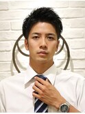 アップバングツーブロック刈り上げショートビジネス短髪束感床屋
