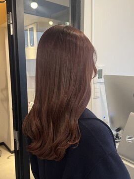 ピンクベージュ　新宿/髪質改善/縮毛矯正/ロング/小顔カット