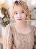 韓国風全頭ブリーチ小顔ゆるふわプードルボブa戸頭20代30代40代