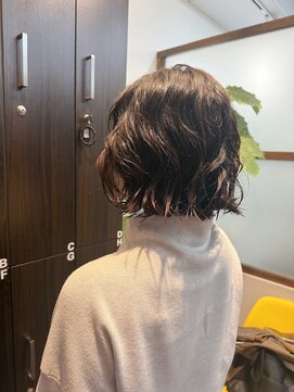 レアワンハナレ センター北美容院(lea/1 HANARE) ワンレンボブ×ニュアンスパーマ