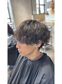 波巻きスパイラルパーマ×刈り上げない王道マッシュ