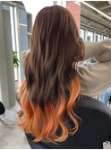 裾カラーオレンジ/オレンジヘアー/ロンググラデーションカラー