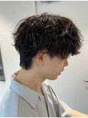 波巻きマッシュパーマメンズツイストスパイラルツーブロック