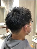 爽やかマットショート☆ビジネス刈り上げツーブロックブラック