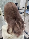 ミルクティーピンクグレーベージュブラウンミディアムレイヤー