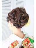成人式UP (ヘアセット+着付+生花の髪飾り+スナップ写真￥21600）