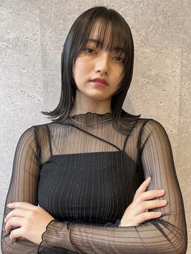 アース 三軒茶屋店(HAIR&MAKE EARTH) 三軒茶屋_レディース_セミロング_黒髪_ボブ_外ハネ_ウェット