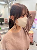 美髪/切りっぱなしボブ/ピンクブラウン/エアリーロング/柏