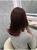 チェリーブラウン 外ハネミディアム 伸ばしかけヘアアレンジ