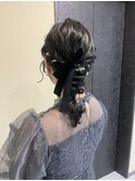ミディアム編みおろしヘア♪結婚式お呼ばれ