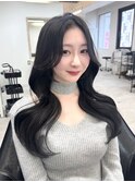 顔まわりレイヤー 艶カラー 暗髪 韓国風 髪質改善 福岡美容室