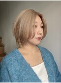 韓国ヘア顔周りレイヤーカットミディアムレイヤーハイトーンボブ