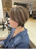40代/50代/美髪ショートレイヤー/ブロンドハイライト/荻窪