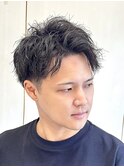 メンズビジネスショートツイストスパイラルパーマツーブロック