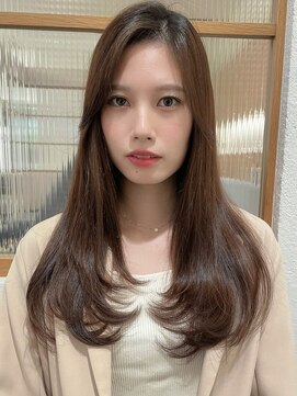 ステアケース 武蔵小杉店(stair:case) ロングレイヤー大人可愛い内巻き前髪なしショコラブラウン