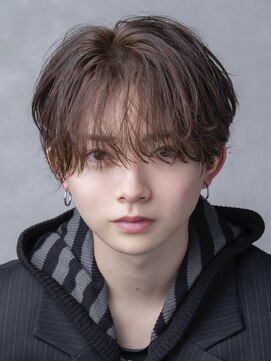 シースルーラウンドマッシュシャドウパーマメンズカット心斎橋