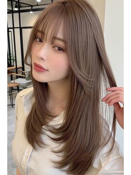 ノイエ 原宿 北参道(NoIE) ミディアムレイヤーブリーチカラーハッシュカットフレンチバング