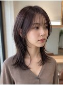 ミディアムウルフハッシュウルフウルフボブくびれヘア外ハネ