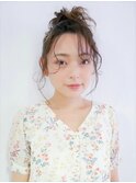 三軒茶屋_ロング_ヘアアレンジ_アップスタイル_お団子_コテ巻き