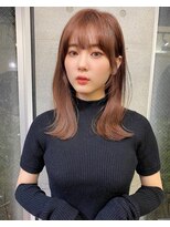 リコバイアフロート(riko by afloat)&nbsp;韓国ヘア/ぱっつん前髪/ピンクブラウン/くびれレイヤー