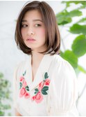 ベージュピンク×ワンカールAラインボブ