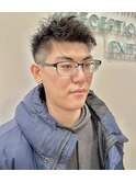 刈り上げソフトツイストパーマ無造作アップバングメンズヘア