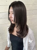 ルノン フィージュ(LUNON fieju)&nbsp;顔周りレイヤーカット/グレージュ/前髪無し/韓国/熊本美容室