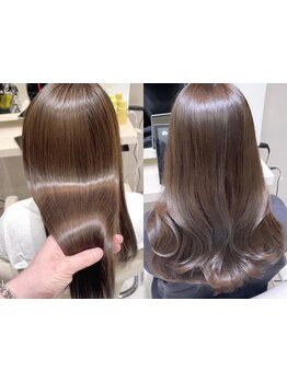 透明感×傷みのないうるつや美髪は、K-two心斎橋の髪質改善で♪オイルを浸透させるシルクオイルカラーも◎
