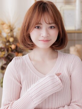 カバーヘア ブリス 北浦和(COVER HAIR bliss) ブリーチなしピンクベージュシースルーひし形レイヤーボブ30代c8