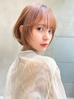 メーヴェ(Mowen) mowen 南堀江　ミニボブ×ピンクブラウン×顔まわりレイヤー