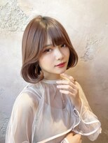 ロンド クラン 岡崎(Lond Clan)&nbsp;大人ボブ　切りっぱなしボブ　前下がりボブ　ヌーディーカラー