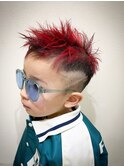 キッズバリアート赤ハイライトメッシュ